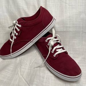 Vans Women’s Size 8.5 Deep Burgundy Canvas Tie Shoes White Laces